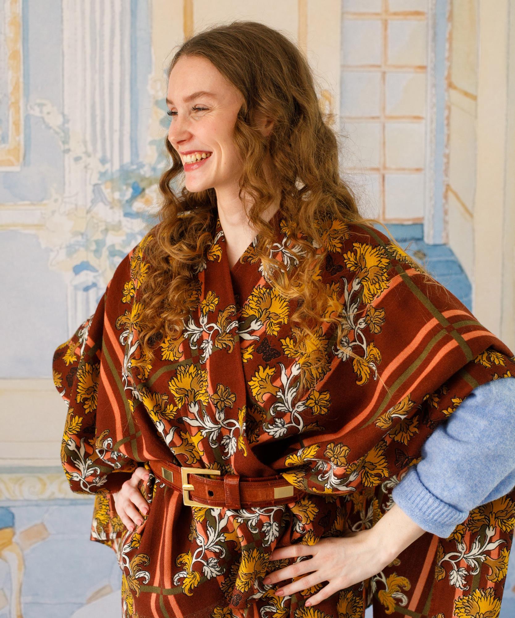 Poncho Châle Ornements  Taille unique - Rose