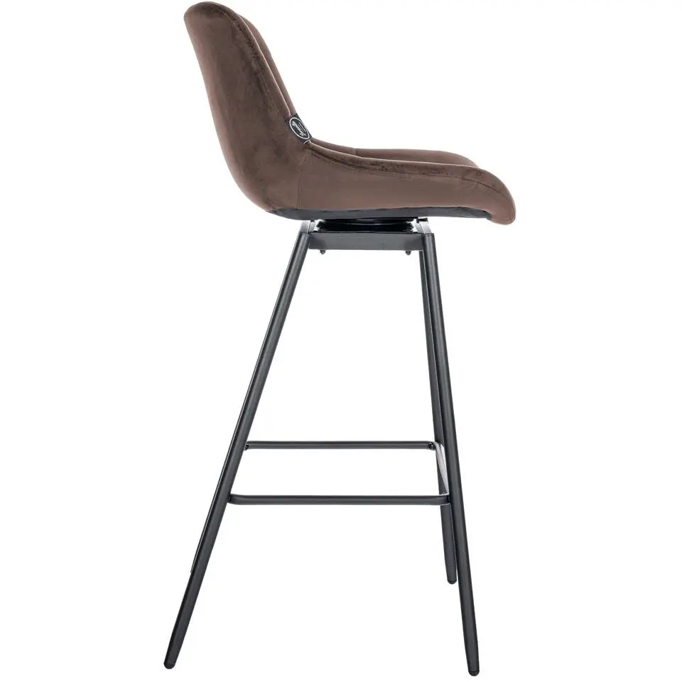 CLP Barkruk Weston zwart Frame - Fluweel - bruin