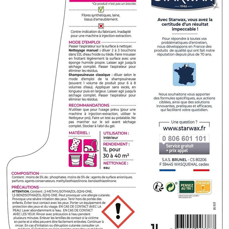 Shampoing raviveur - tapis et moquette - 1 L