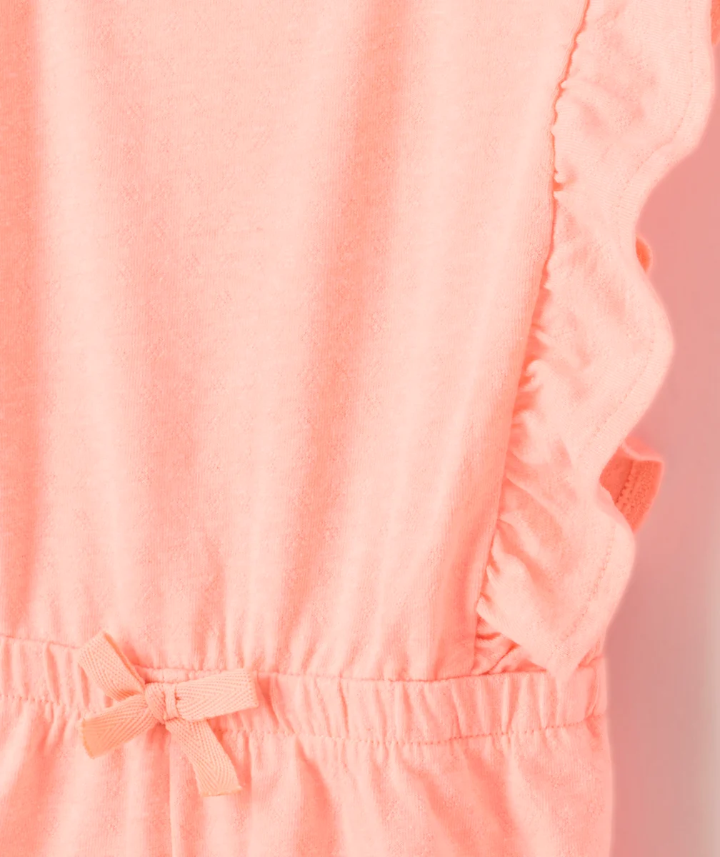 COMBISHORT BÉBÉ FILLE EN COTON ROSE AVEC VOLANTS