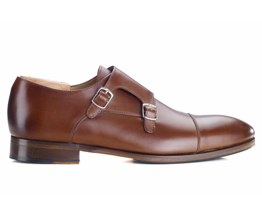 Chaussures homme double boucle Châtaigne avec patin - GRESHEY PATIN