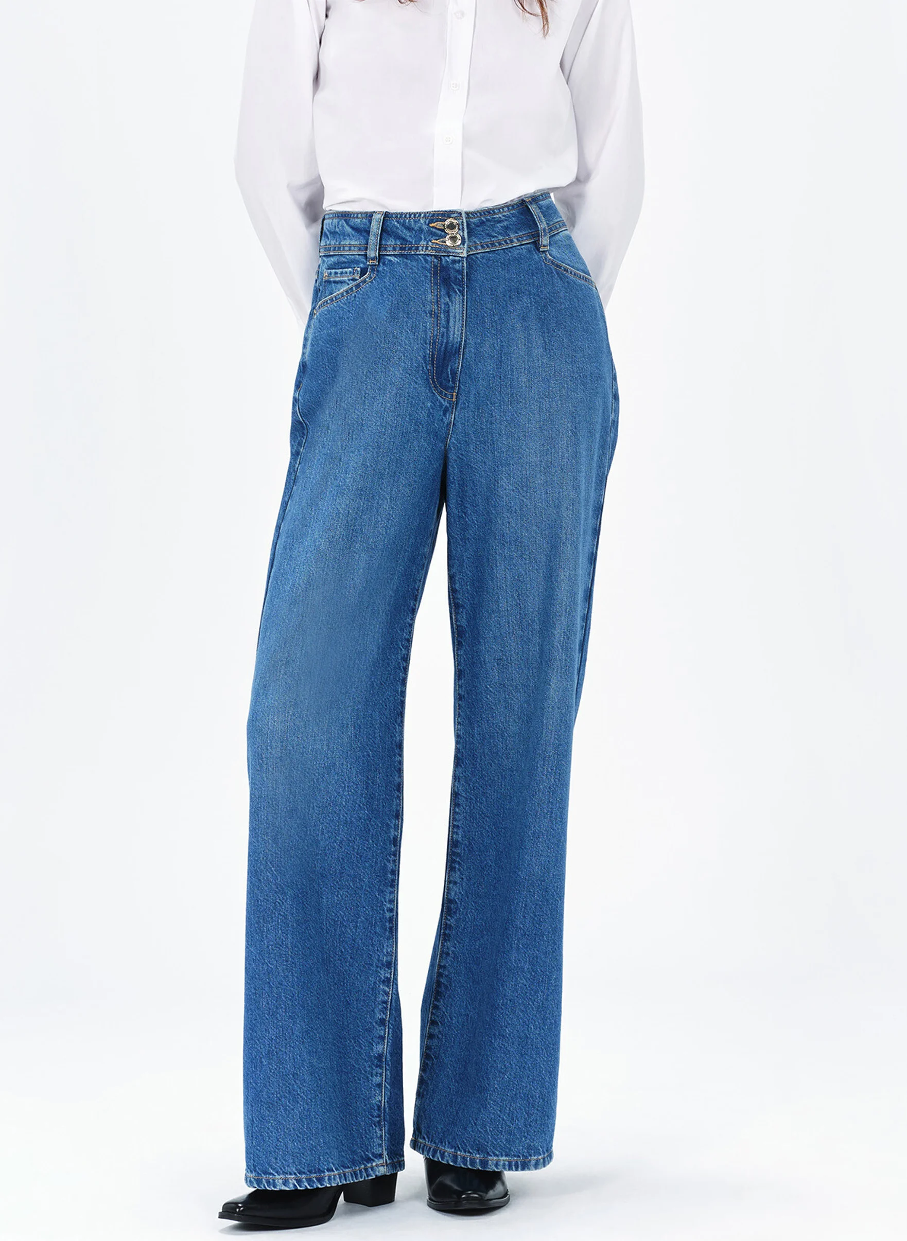 PICKI - Jean large en coton mélangé | Bleu