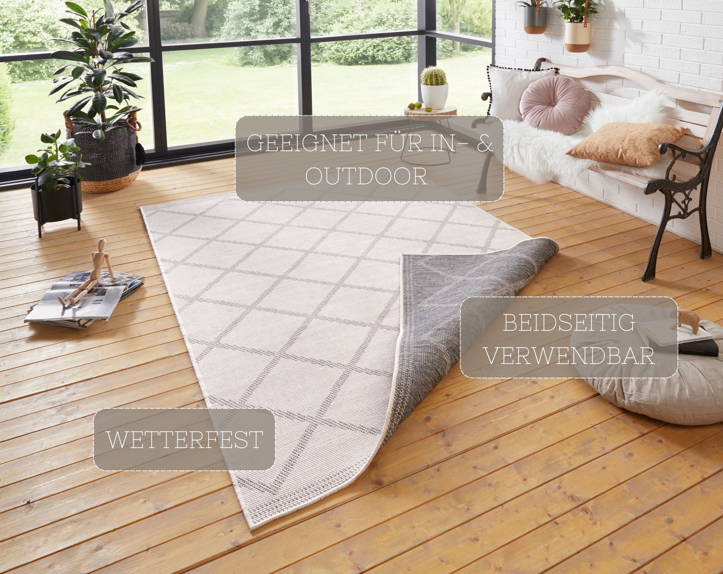 HANSE Home Teppich »Corsica Wendeteppich« rechteckig 5 mm Höhe In-& Outdoor, Wetterfest, Balkon, Läufer, Wohnzimmer, Wasserfest