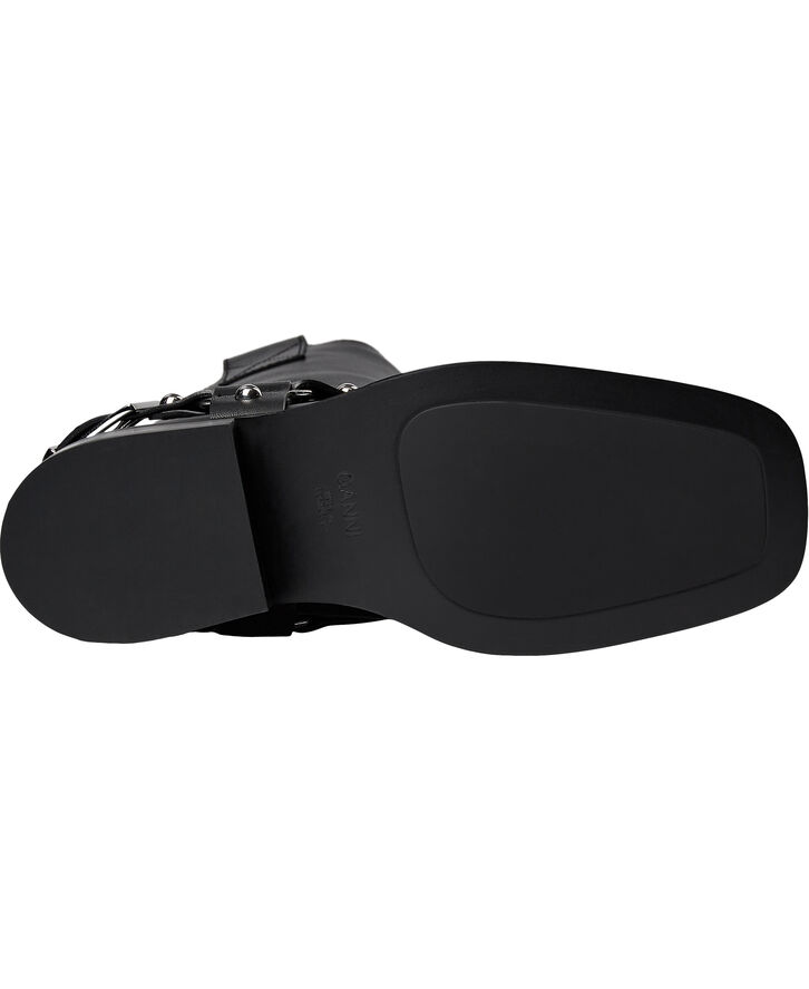 Ganni Biker Tubular Mid Shaft Boot Black