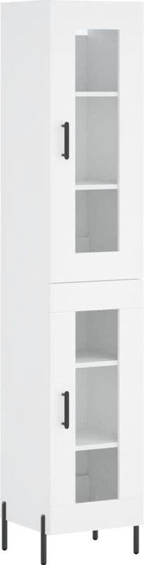 vidaXL - Hoge Kast - Wit - Bewerkt Hout - 34,5x34x180 cm