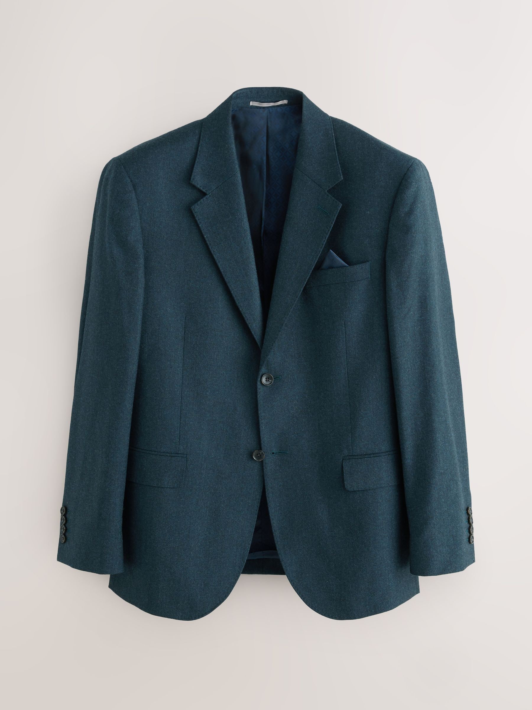Blauwgroen - Normale Pasvorm - Signature Zignone Italian Wool Cashmere Blend Flannel Suit Jacket