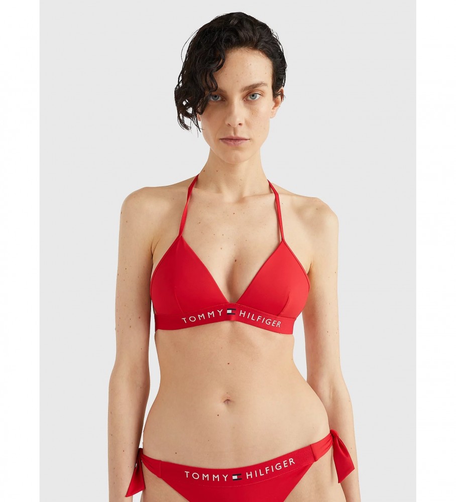 Top de biquíni Tommy Hilfiger vermelho acolchoado
