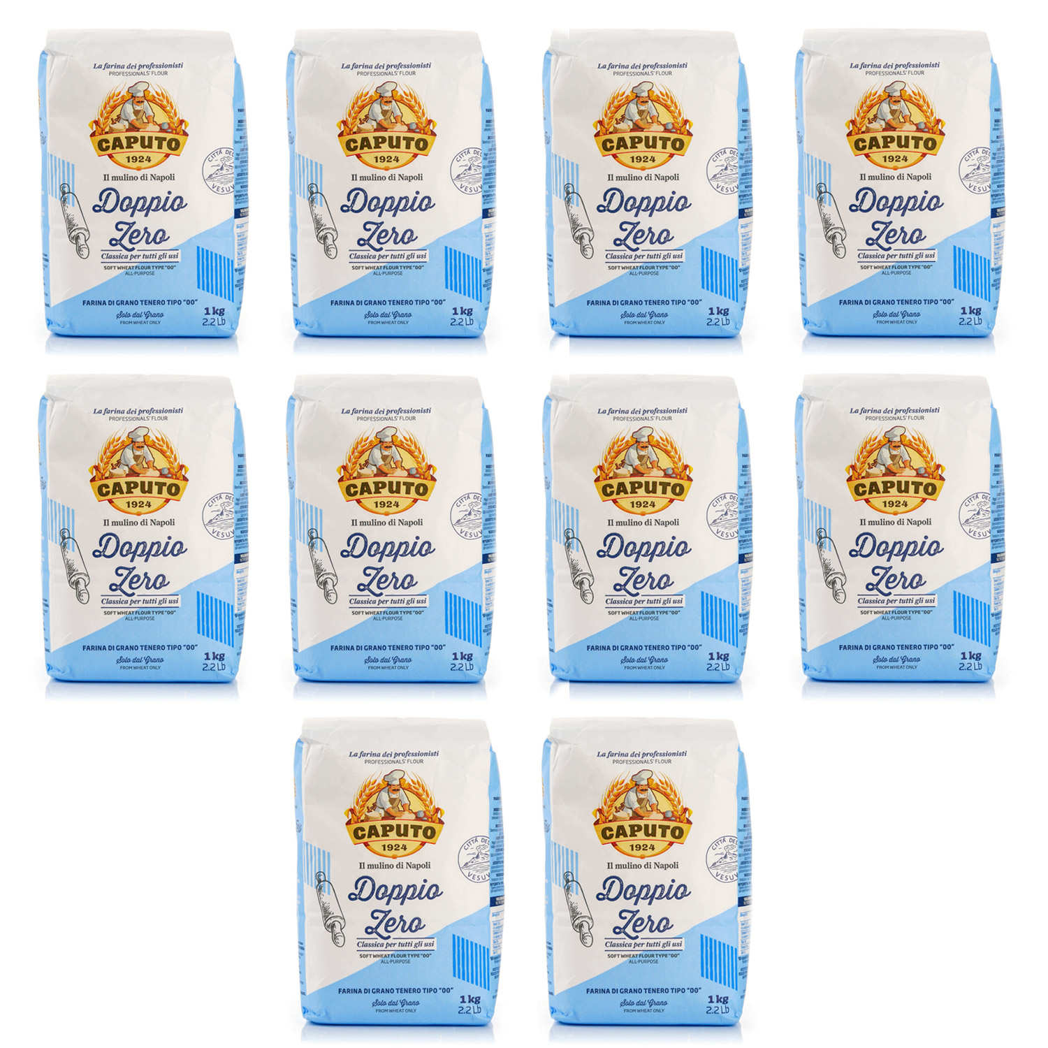 Lot de 10 sacs de farine Caputo Classica Doppio Zero de 1kg