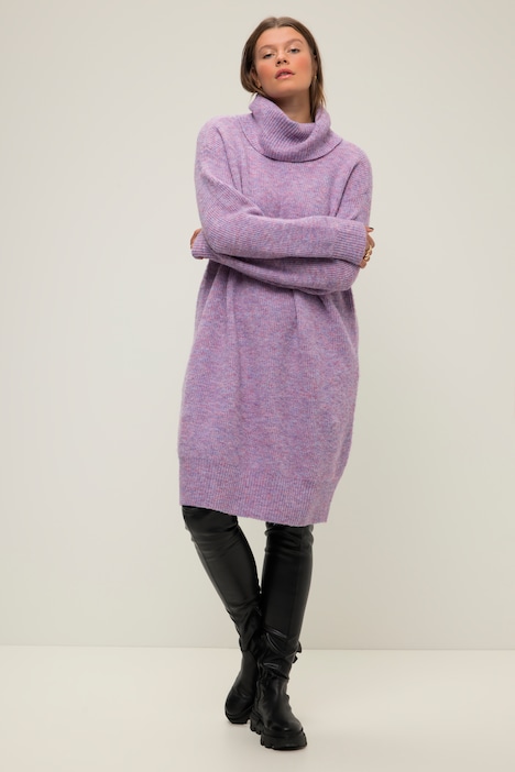 Strick-Minikleid, oversized, Rollkragen, Langarm
