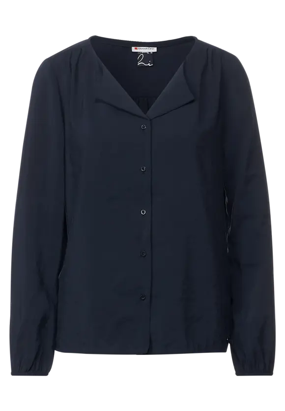 Bluse in Satin Optik - deep blue