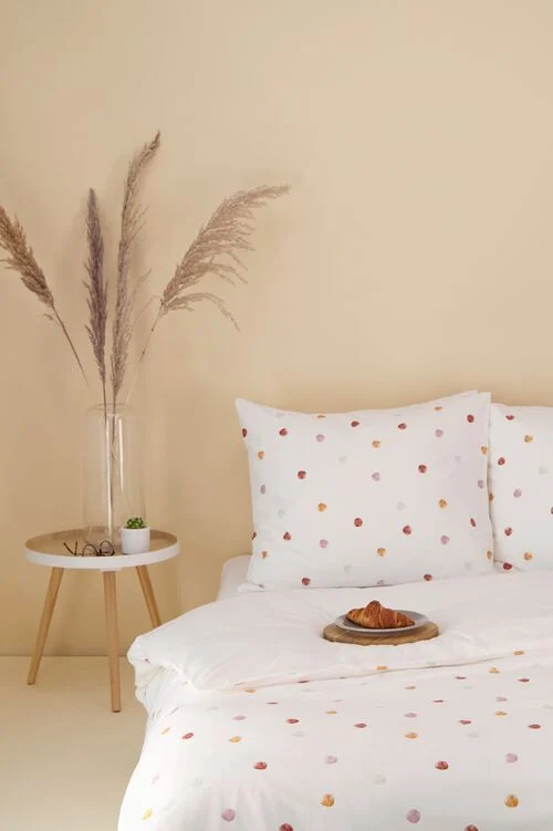 housse de couette petit lit - 120x150 - coton doux pois blanc