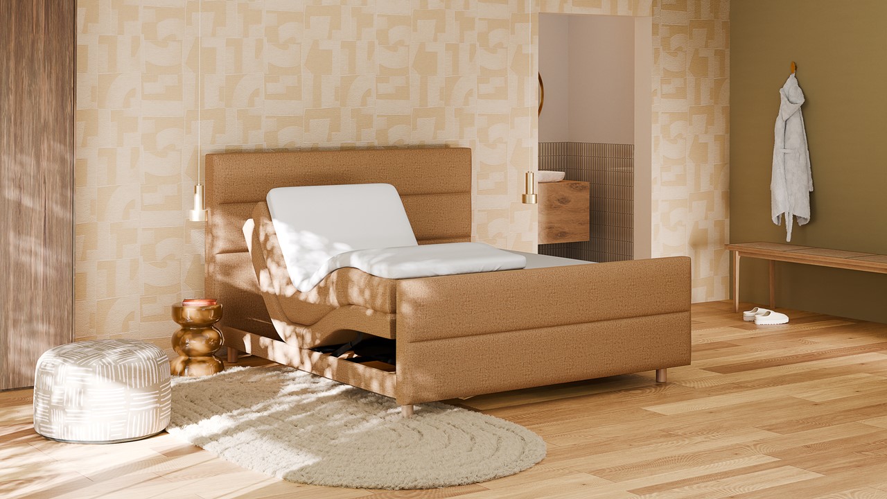 Elektrische boxspring Mica - Soft touch mocha mousse