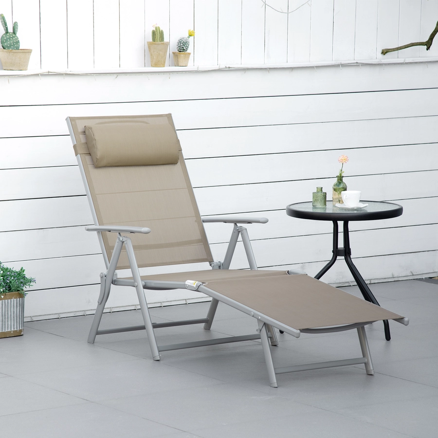 Outsunny Gartenliege mit Kissen grau, silber