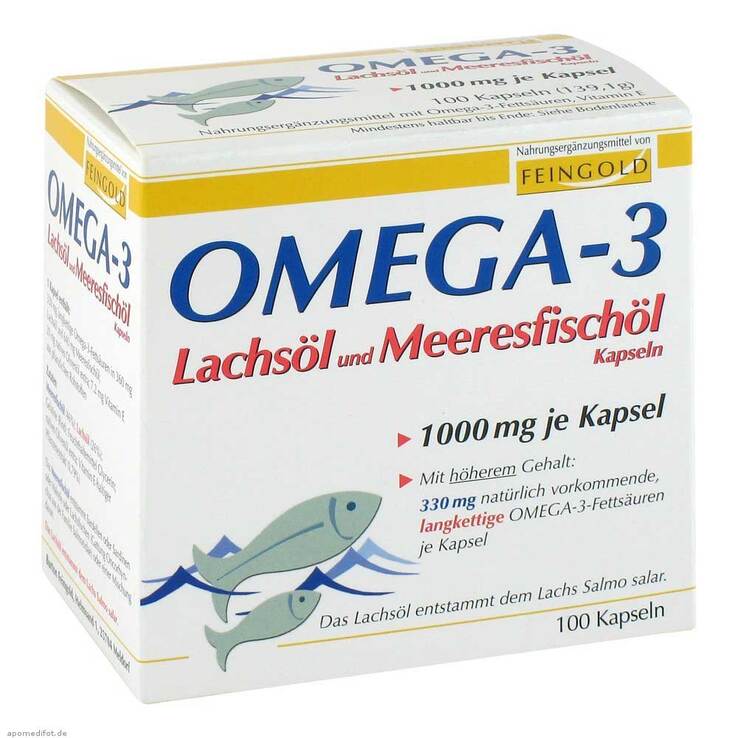Omega 3 Lachsöl und Meeresfischöl Kapseln, 100 St