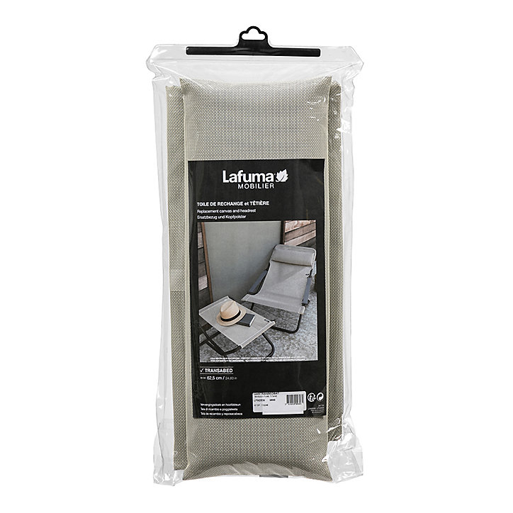 Toile de rechange et têtière pour Transabed couleur seigle largeur dossier 62,5 CM Lafuma Mobilier