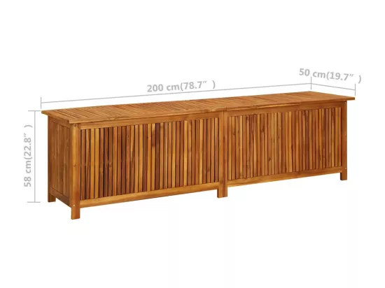 Boîte de rangement de jardin 200x50x58 cm Bois d'acacia solide