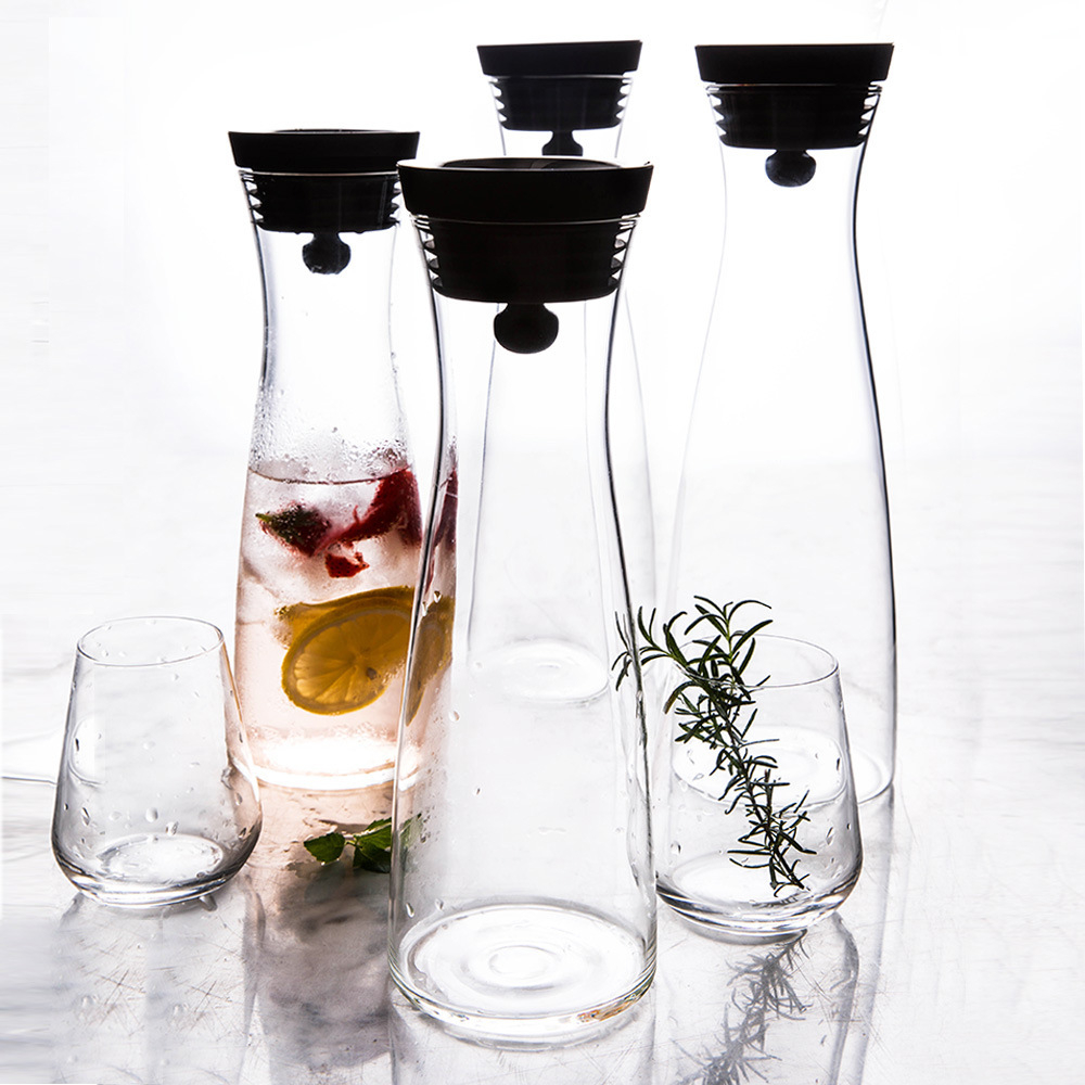 (1.2l) Glas Karaffe Trink Krug Wasser / Ice Tea Kanne mit Deckel