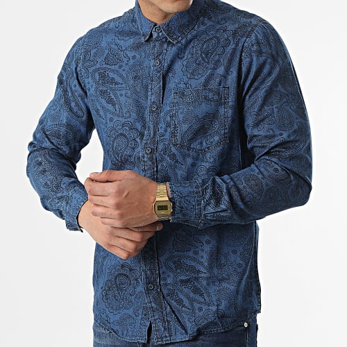 Chemise Jean A Manches Longues TB2202 Bleu Denim Bandana