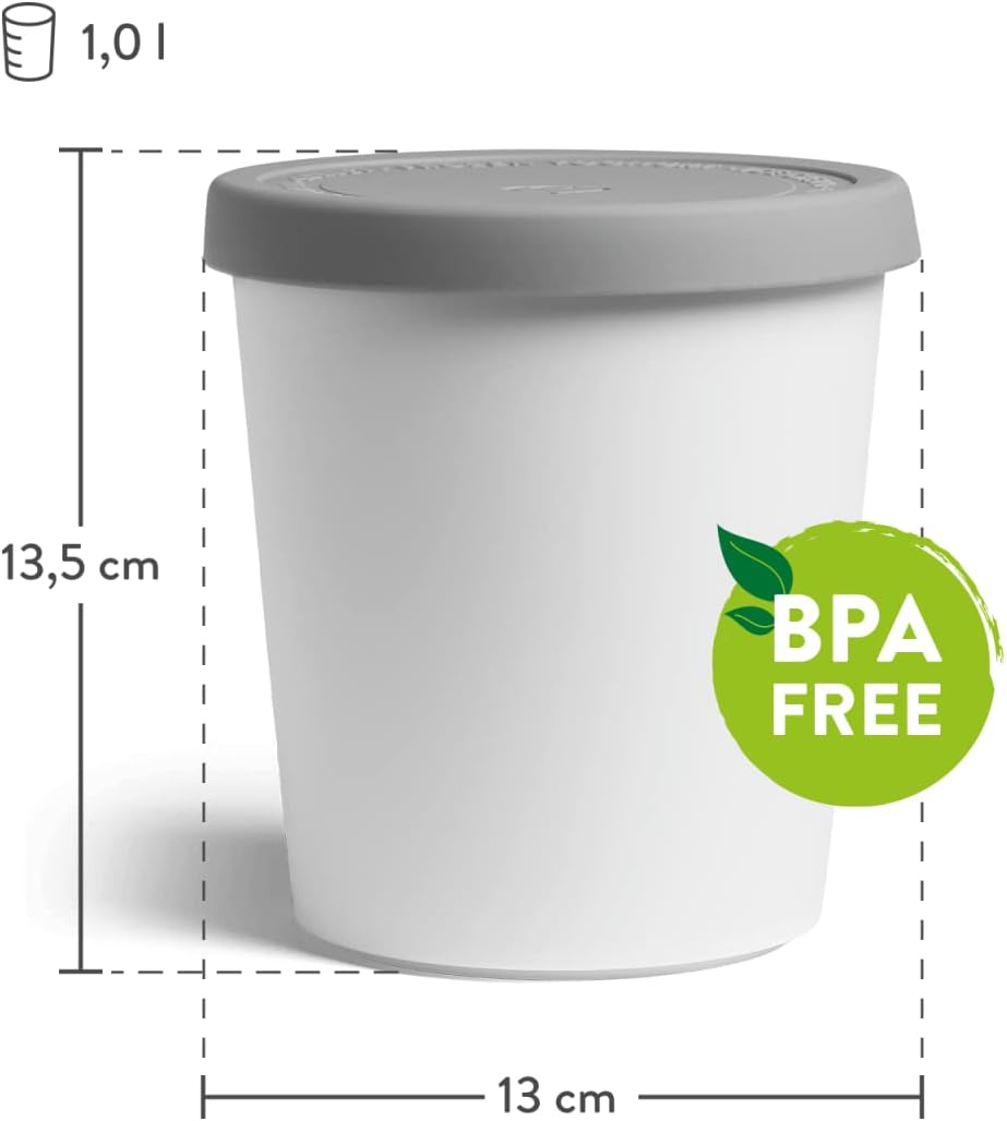 SPRINGLANE Eismaschine Elli 1,2 L mit selbstkühlendem Kompressor 135 W inkl. Aufbewahrungsbehälter 2er-Set, Eiscrememaschine aus Edelstahl mit entnehmbarem Eisbehälter, inkl. Rezeptheft