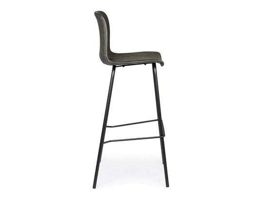 CONCEPT1 - Tabouret Lot de 2 T. Kyra Pu anthracite Vintage (Bar)