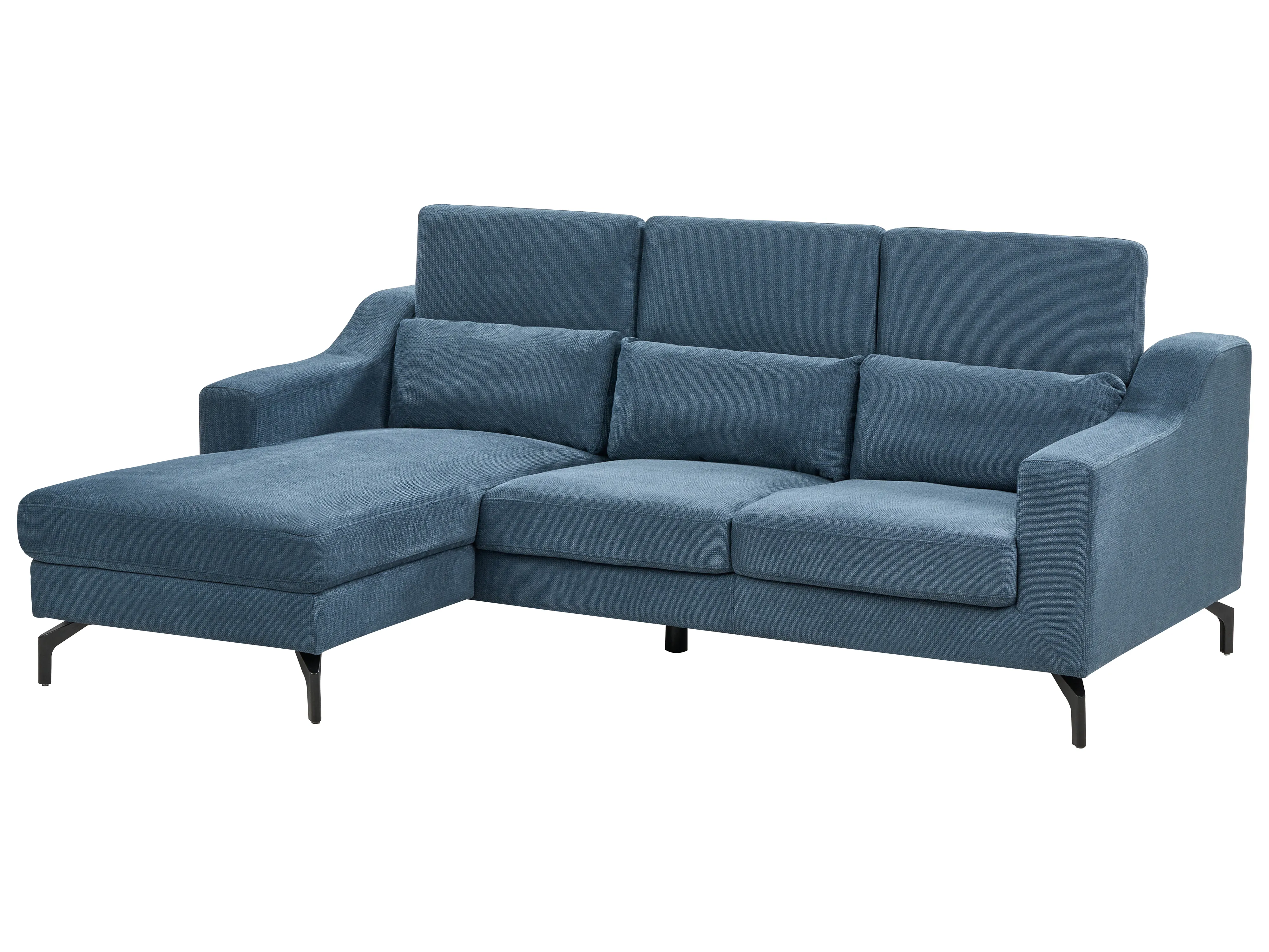 Hoekbank 4-zits GLOSLI Chenille Blauw rechtszijdig