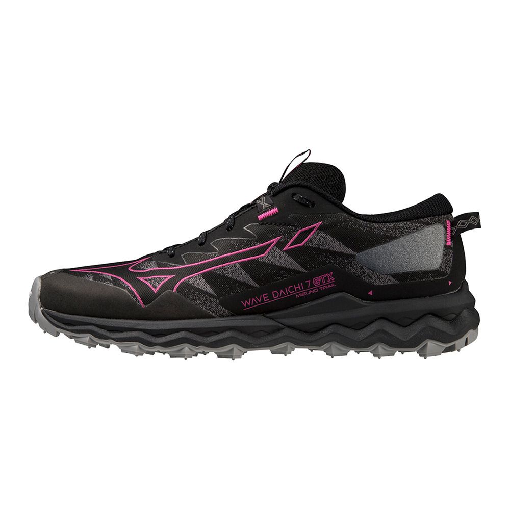 Mizuno WAVE DAICHI 7 GTX - Chaussures Trail Femme black/fuchsia fedora/quiet shade