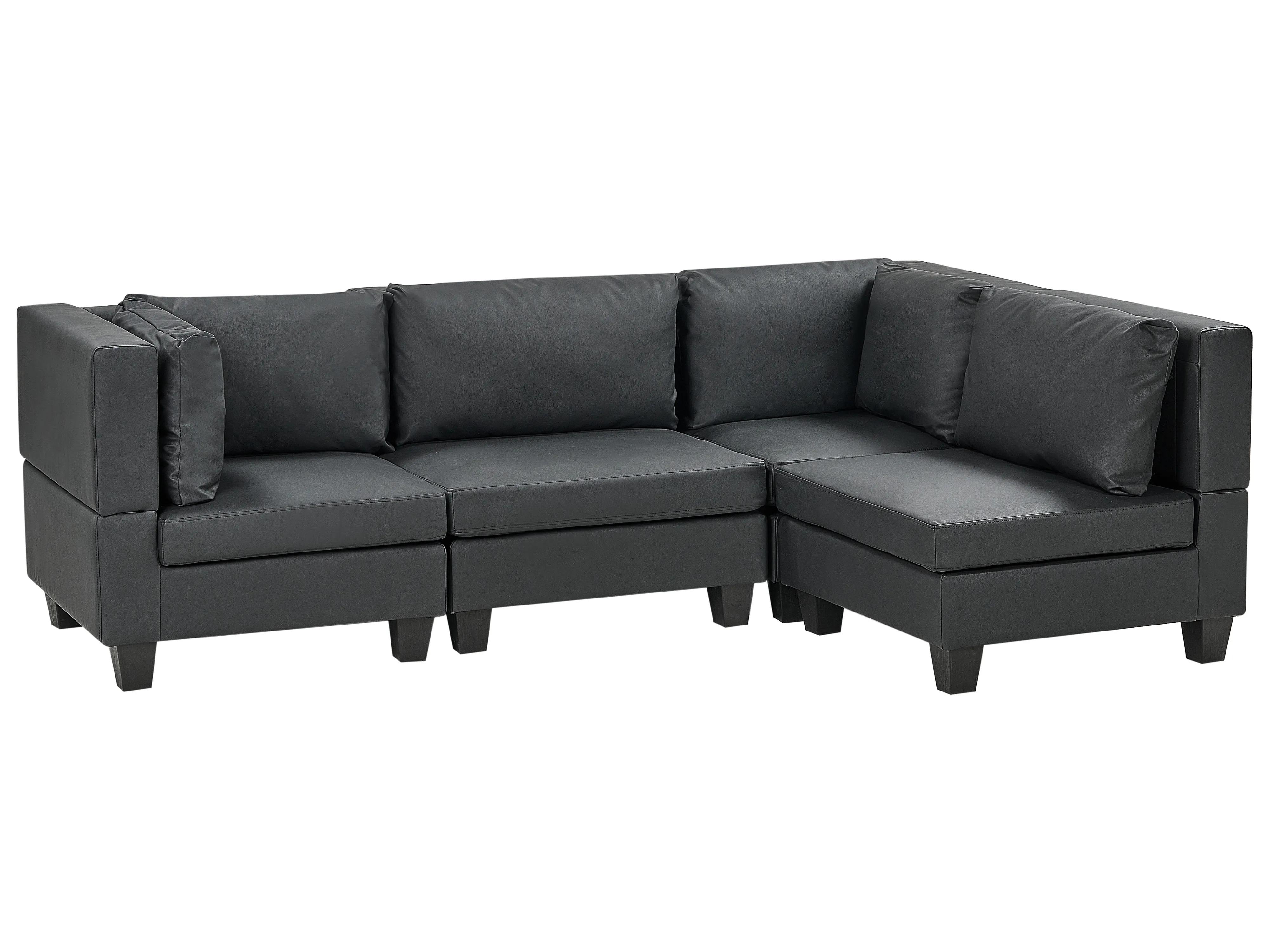 Modulaire hoekbank 4-zits UNSTAD Kunstleer Zwart linkszijdig
