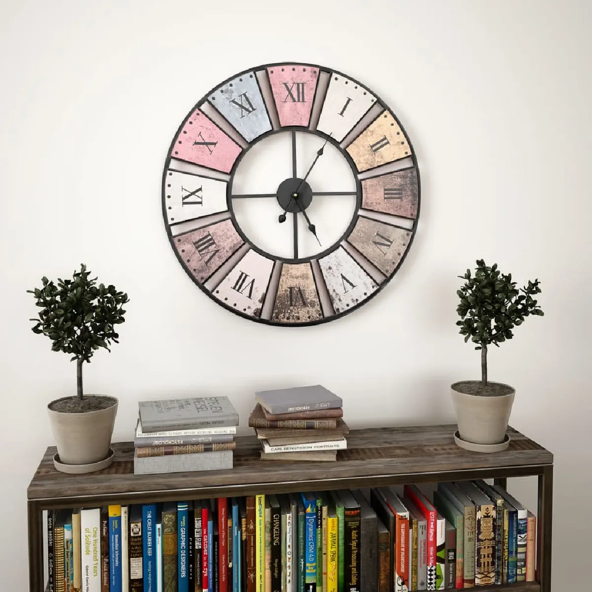 Decoshop26 Horloge murale vintage - 60 cm