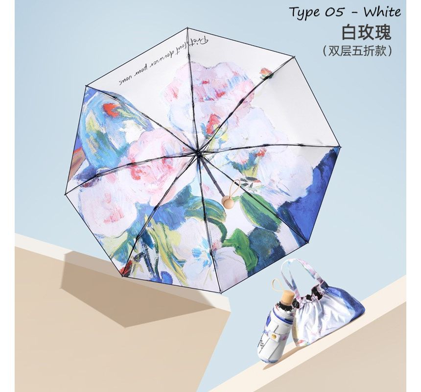 Fenmo - Compacte paraplu met bloemenmotief (diverse designs)