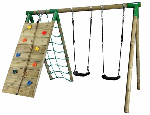 Hörby Bruk Træ Active Climb Gyngestativ med klatrevæg net