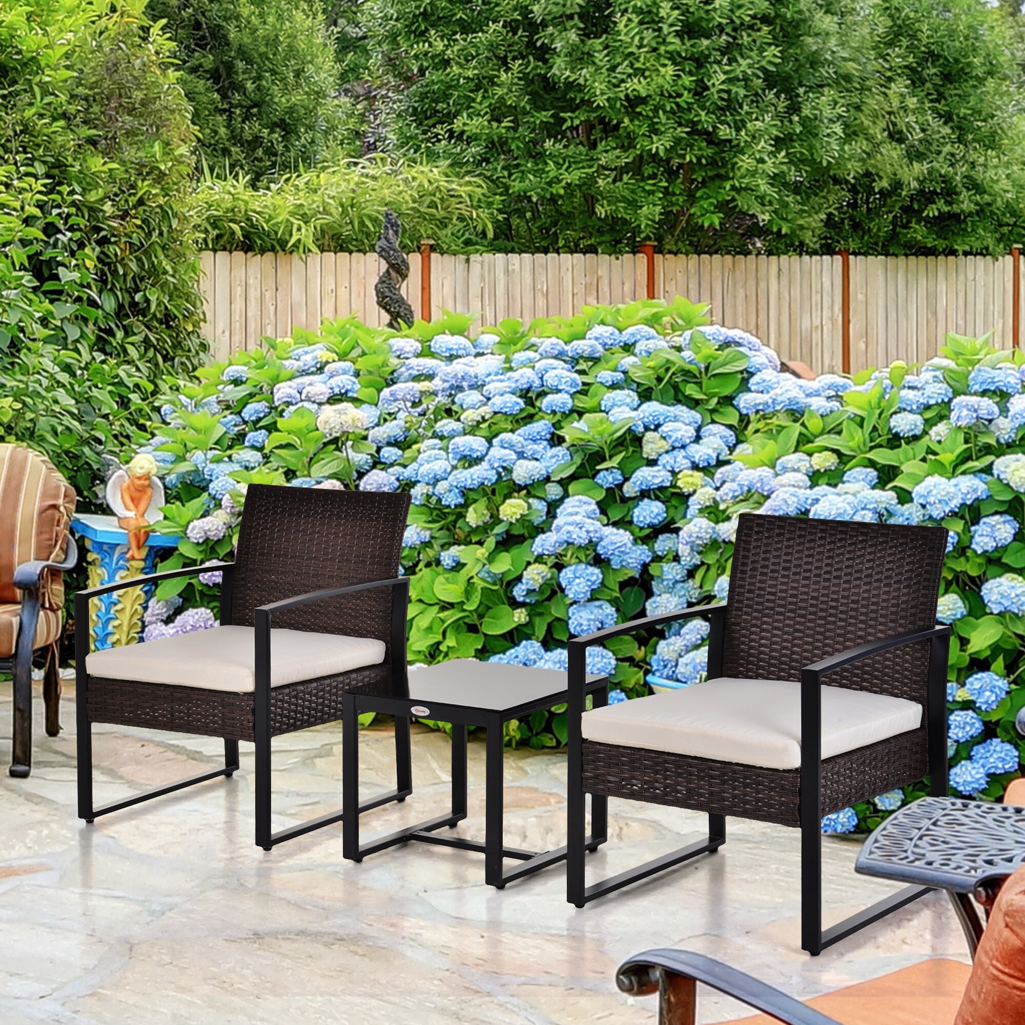 Outsunny Gartenmöbel-Set mit Armlehne braun B63 x T57 x H76 cm