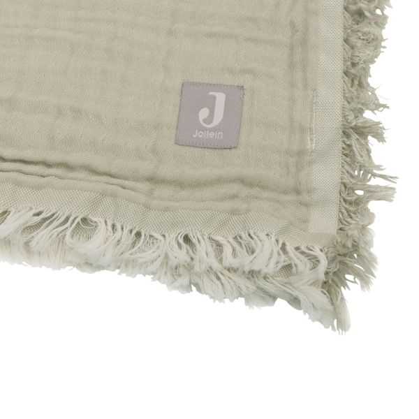 Jollein Fringe Wiegdeken - Hydrofiel - Olive Green / Ivory