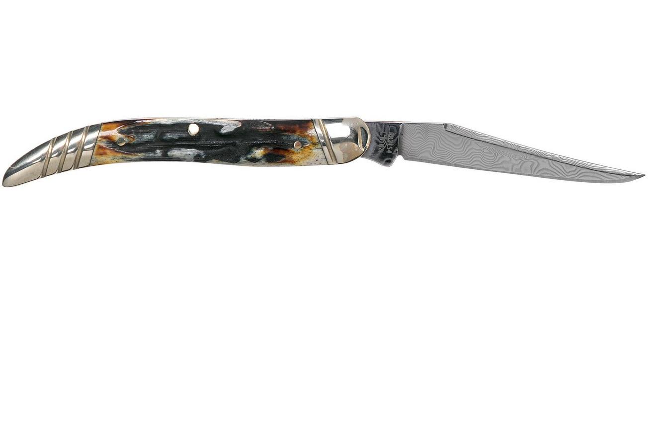 Rough Ryder Toothpick Cinnamon Stag RR2154 Damascus slipjoint zakmes