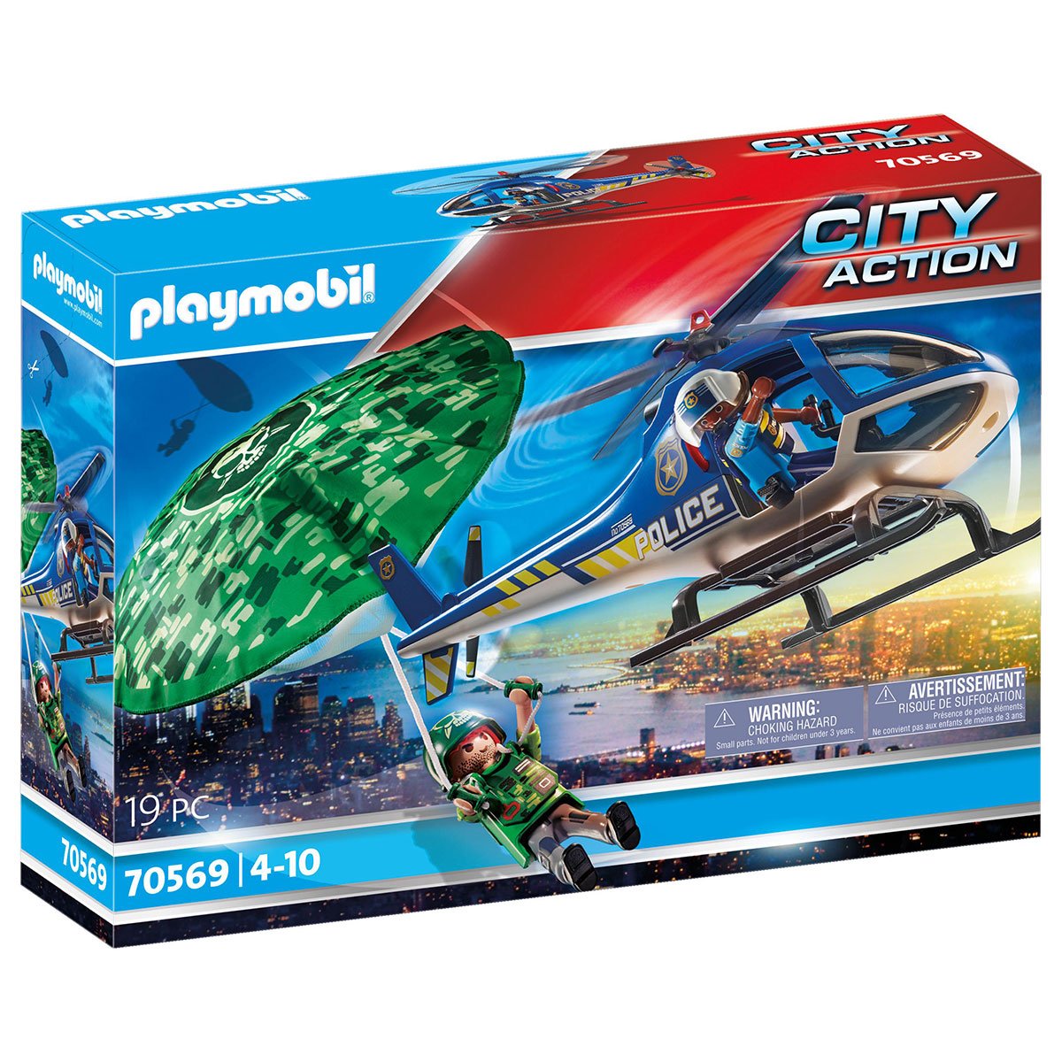 Hélicoptère de police et parachutiste Playmobil City Action 70569