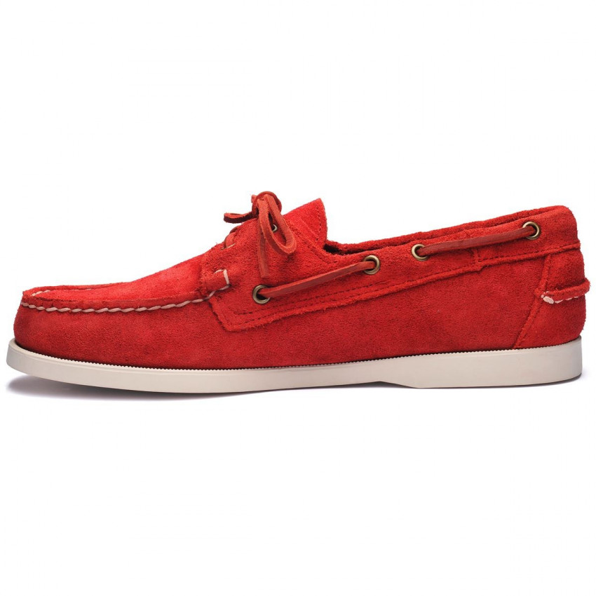 DOCKSIDES SUEDE ROUGE-Chaussures bateau pour homme en suede rouge Portland