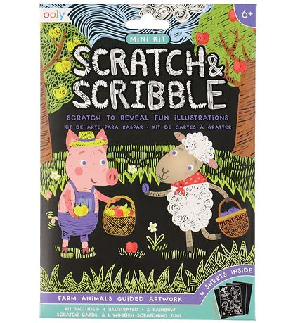 Ooly Scratch and StribBlå Mini S?t - Farm Animals