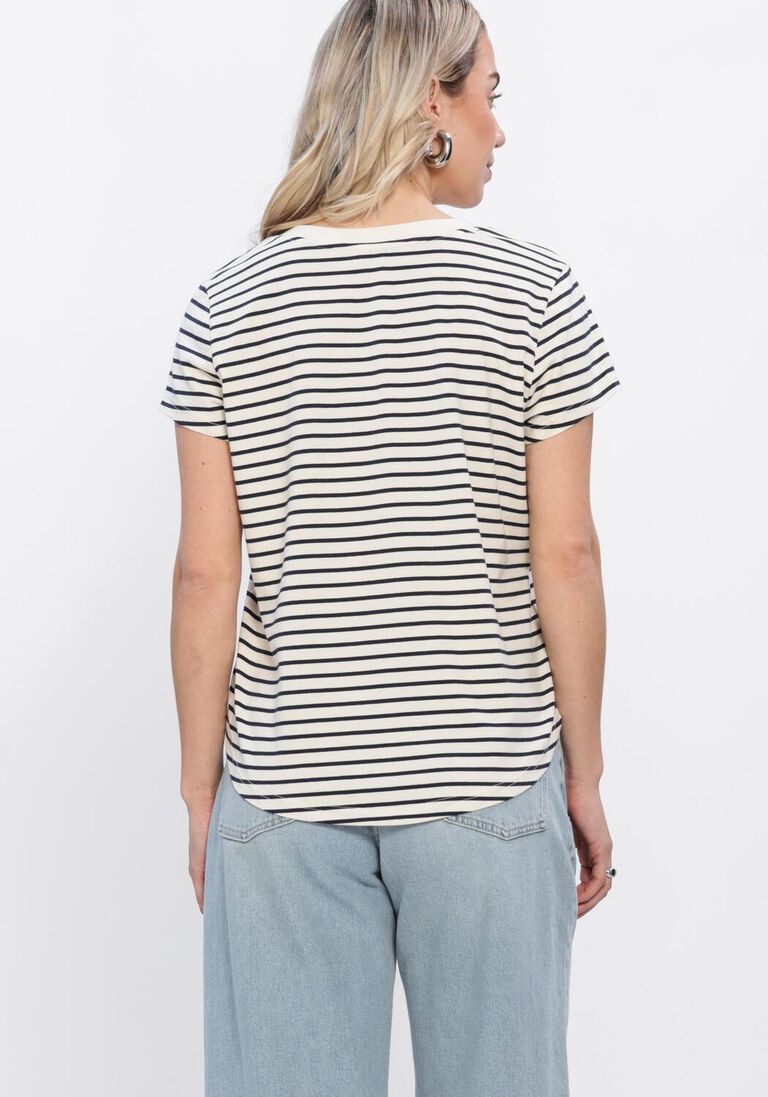 blauwe mos mosh t-shirt mmkala v-ss stripe tee