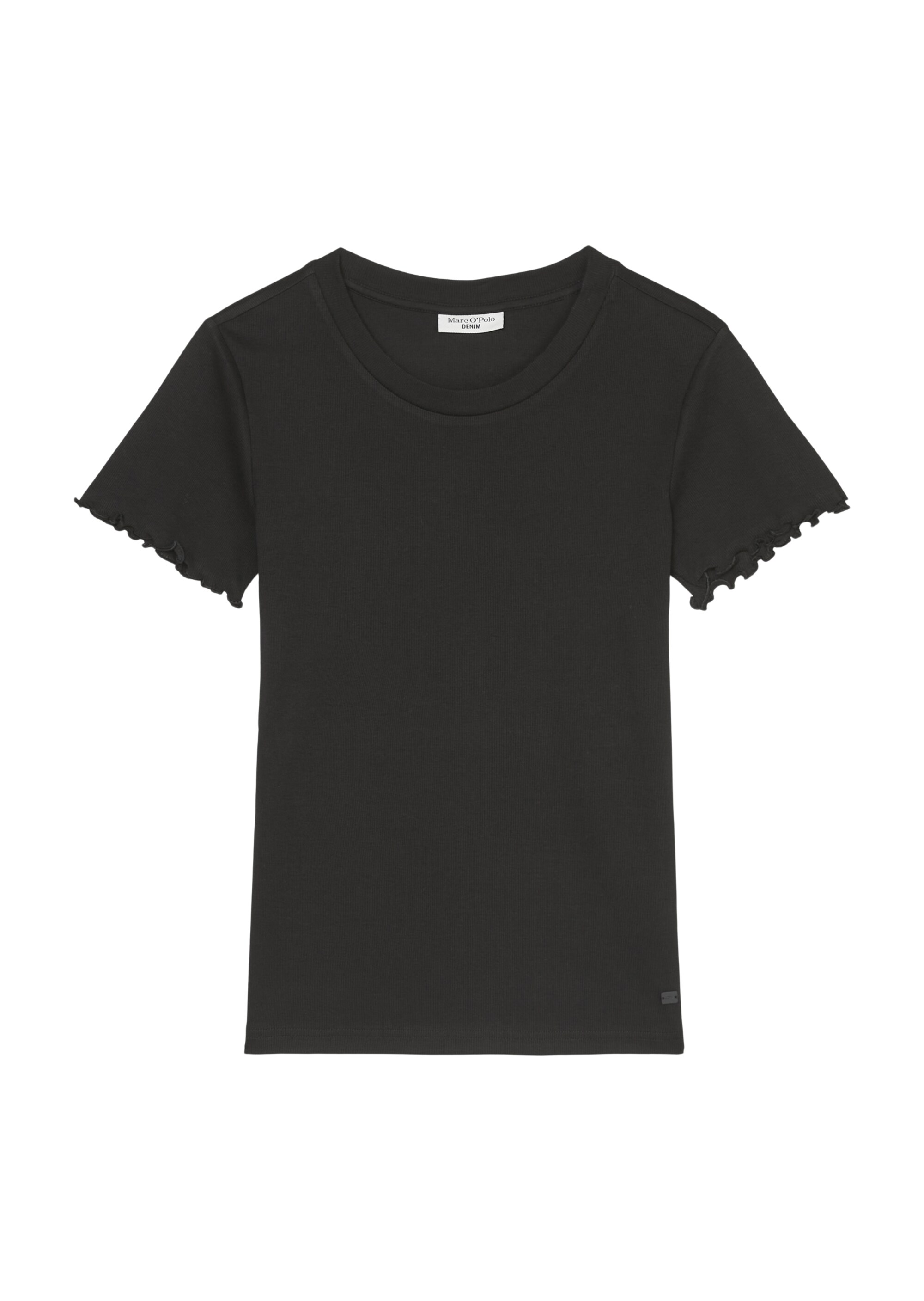 Ripp-T-Shirt mit gerüschtem Ärmelsaum aus Organic-Cotton-Stretch