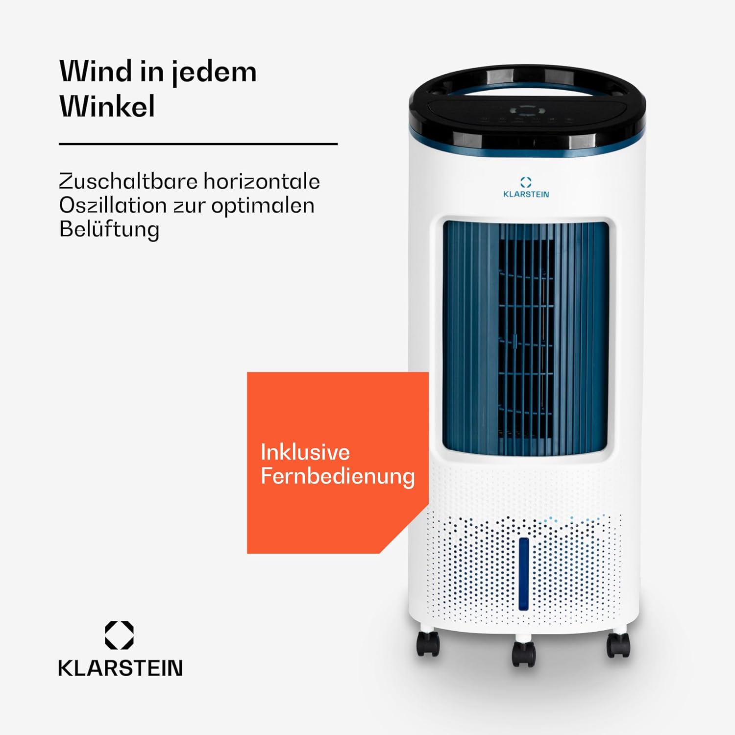 Klarstein Luftkühler mit Wasserkühlung, 4-in-1 Verdunstungskühler, Luftbefeuchter, Ventilator & Luftreiniger, Mobile Klimageräte, Luftkühler mit App-Steuerung & Nachtmodus, Leiser Air Cooler