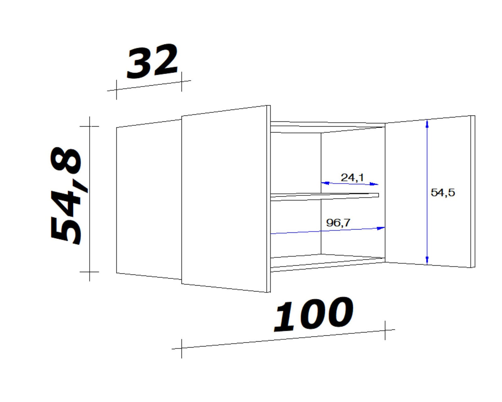 Hängeschrank Valero Weiß/Braun 100 x 54 x 32 cm