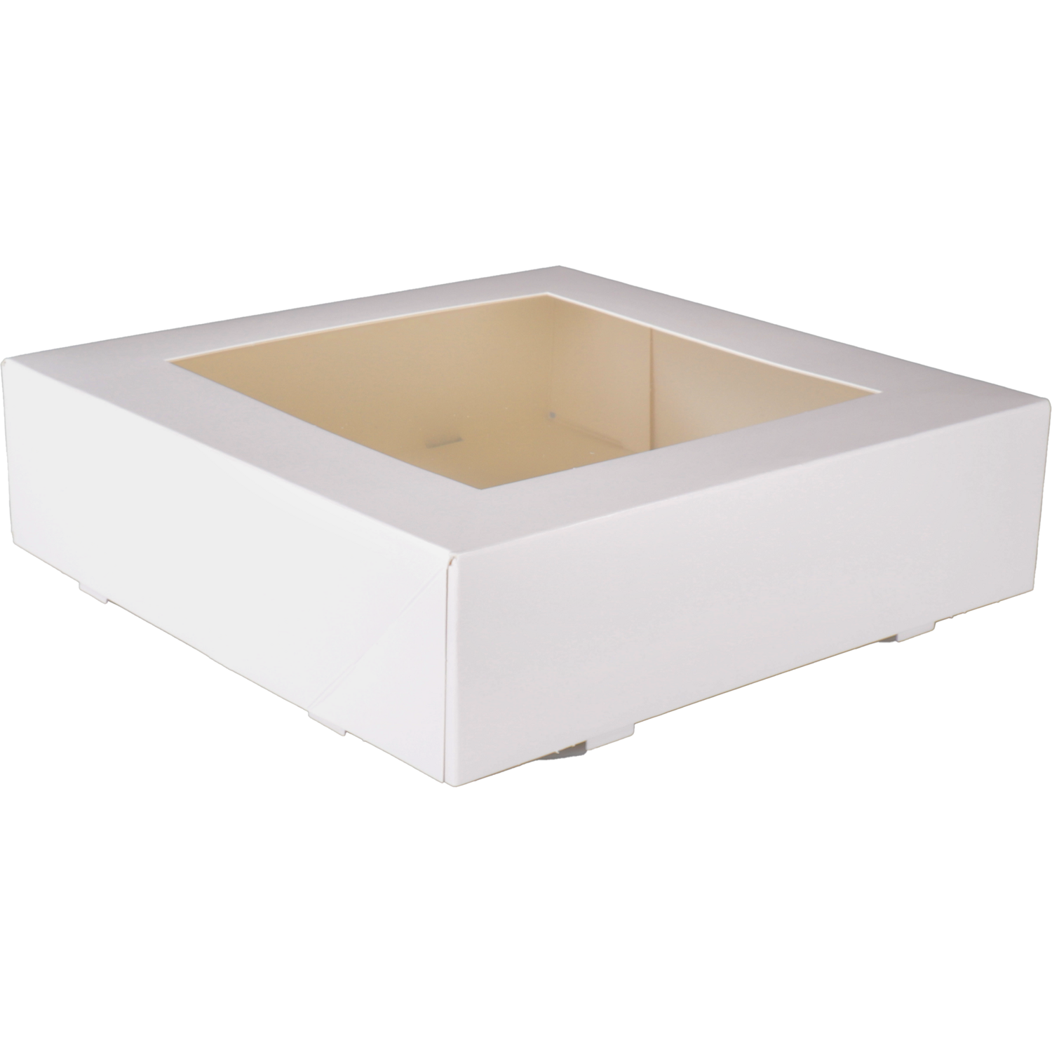 Gebaksdoos, karton + PET, 19x19x5cm, met venster, wit