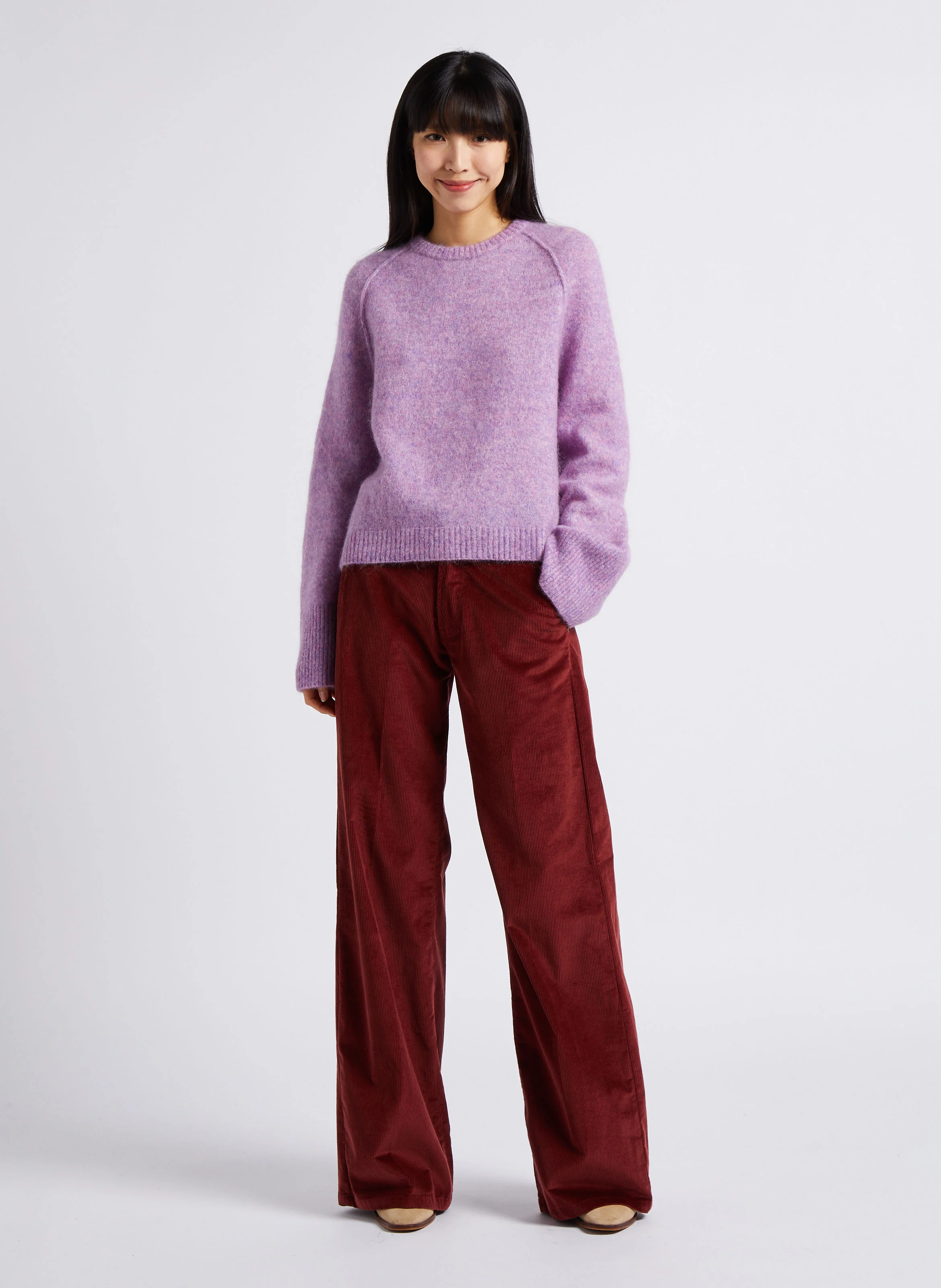 CALATEA - Pantalon évasé taille basse en coton mélangé | Rouge
