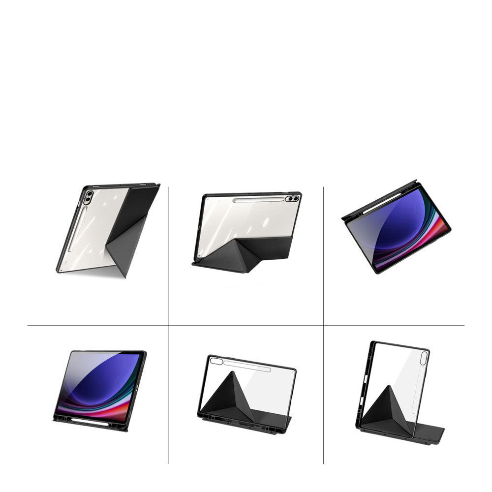 Samsung Galaxy Tab S10  Plus 2in1 Abnehmbare Hybrid TPU Bumper Leder Tasche Smart Cover Schutzhülle - Schwarz
