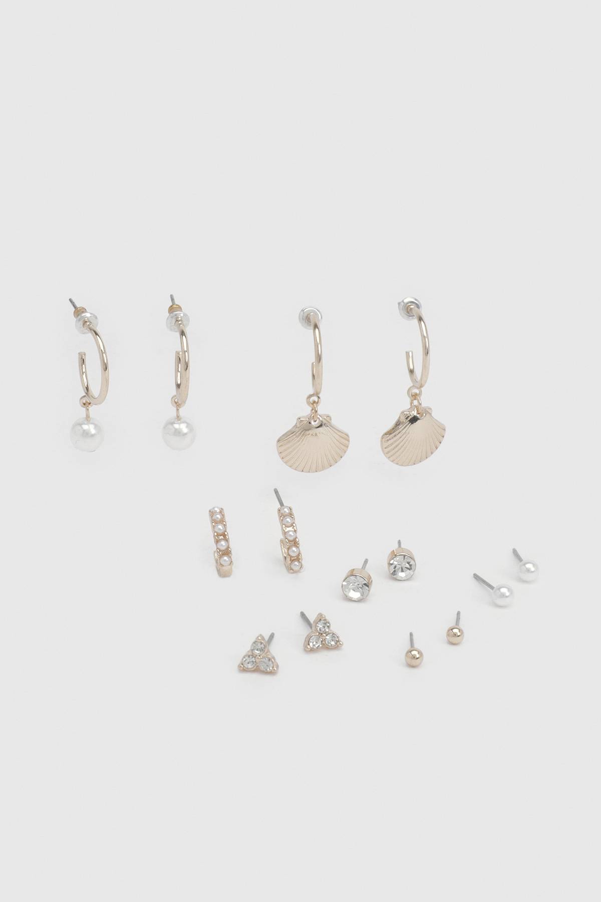 boohoo Lot De 6 Paires De Boucles D'oreilles Empilables Coquillage