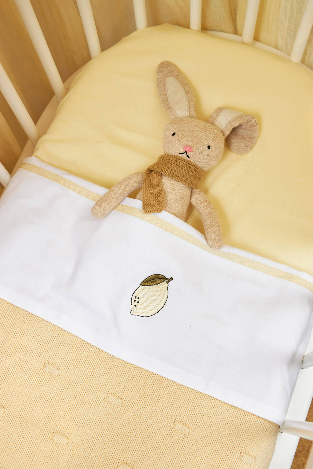 baby wiegdeken Knots 75x100 cm soft yellow