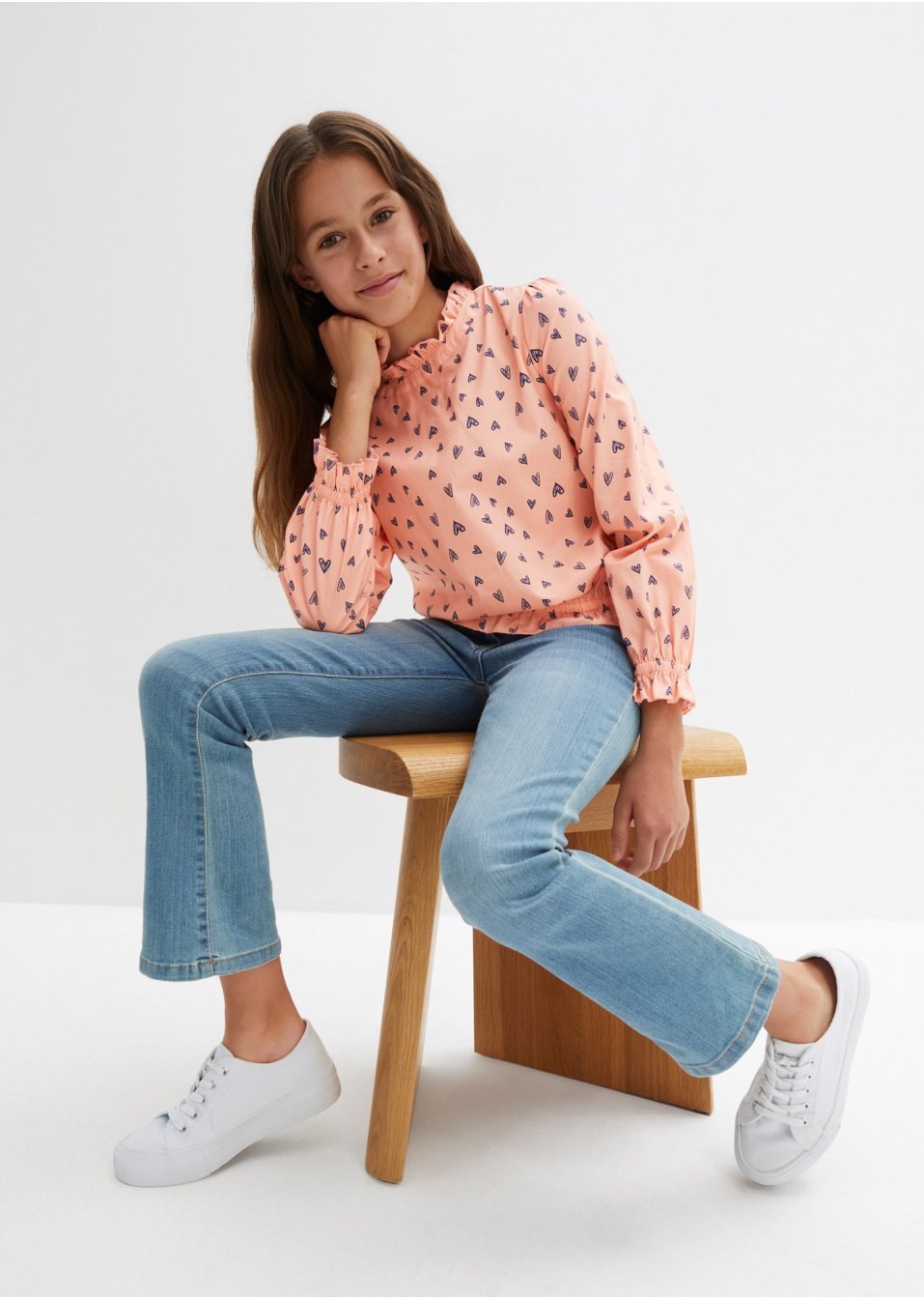 Blouse fille à col montant