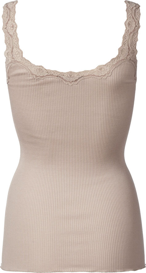 Rosemunde Silk top regular w/rev vintage lace Lyserød