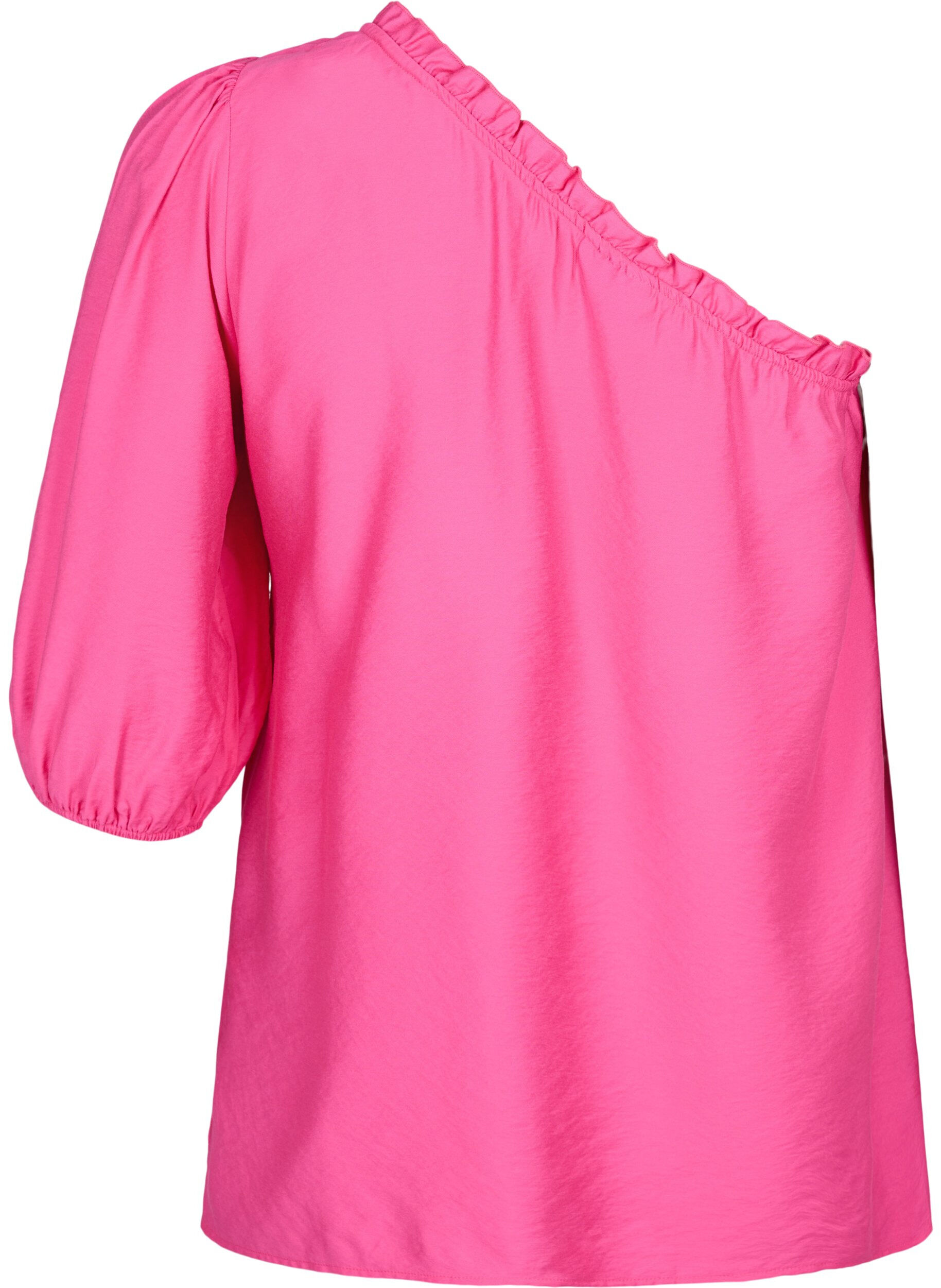 One-shoulder bluse i viskose