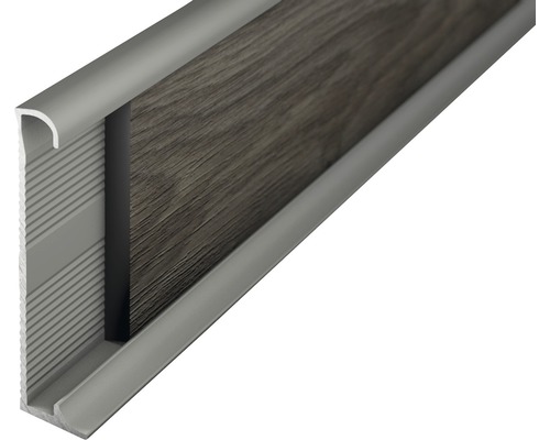 Aluminium titanium plint, ongeperforeerd, 270 x 6 cm