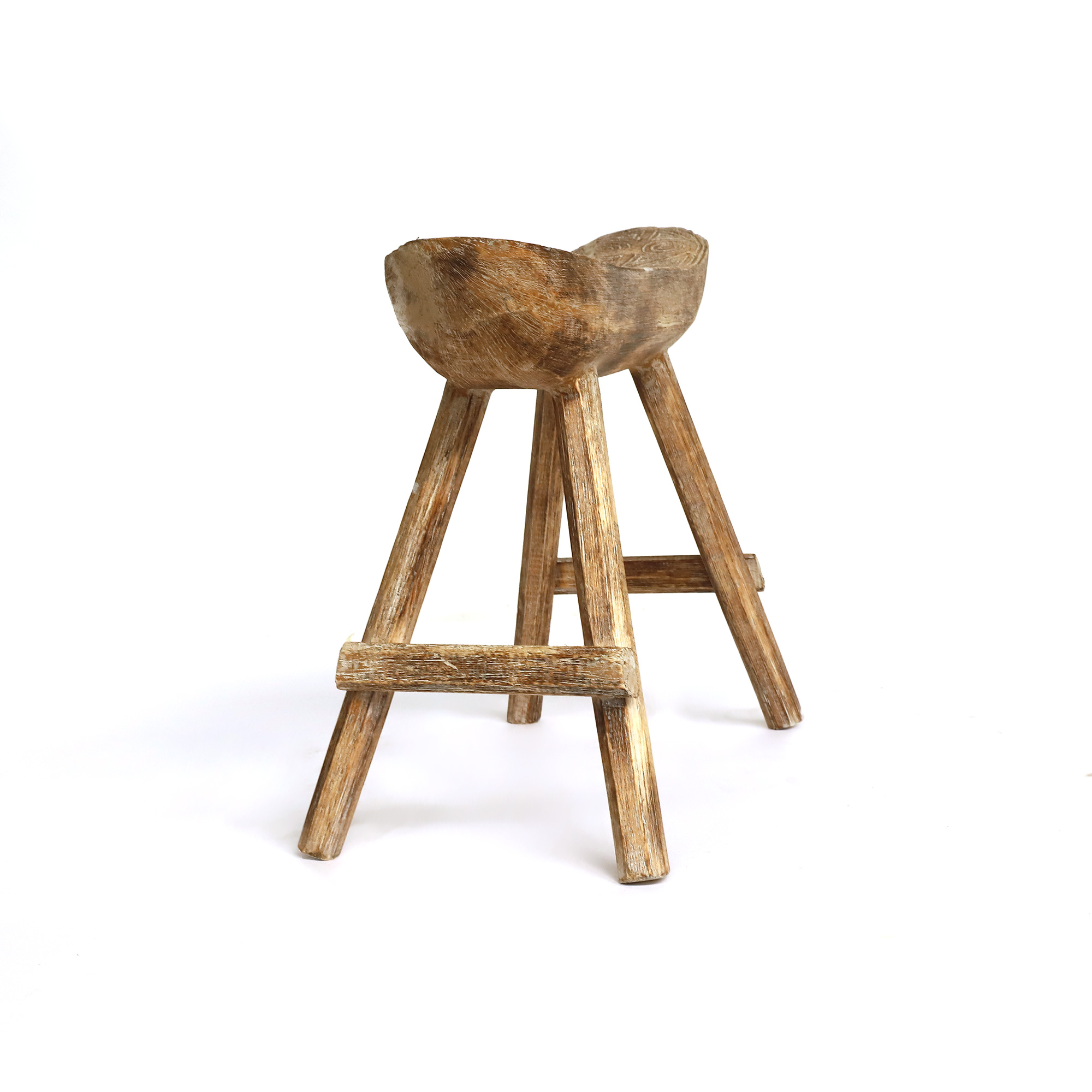 Hocker aus Albesiaholz, H 48 cm, B 66 cm, L 16 cm von fischer's lagerhaus